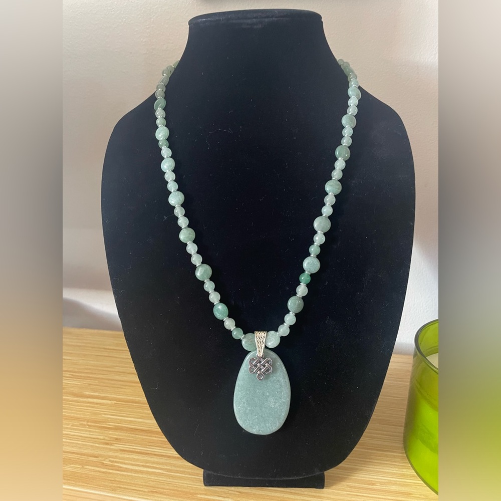 Green Aventurine Necklace with Celtic Pendant
